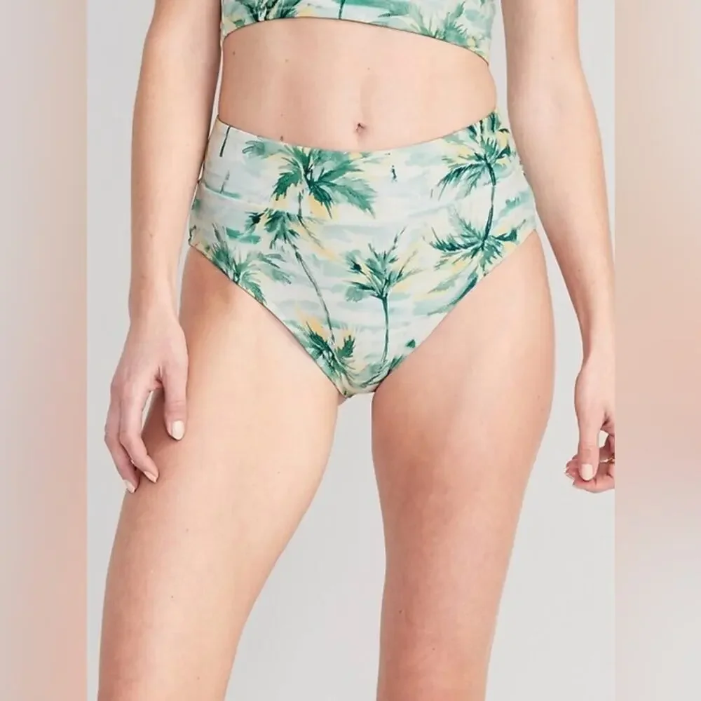 Old Navy NWT Tropical Print High Waist‎ Swim Bikini Bottoms Size Small